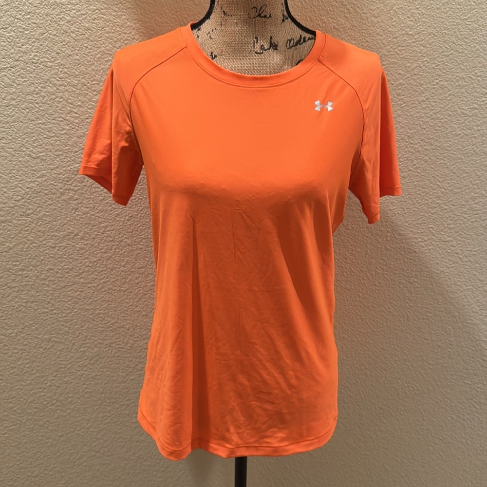 Women’s Under Armour Neon Orange Fitted Heat Gear Active Top